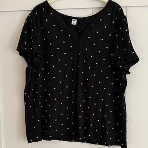 Old Navy Black and White Polka Dot Short Sleeve Top